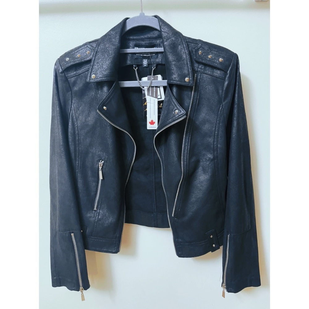 Faux Leather Moto Jacket with embellishments